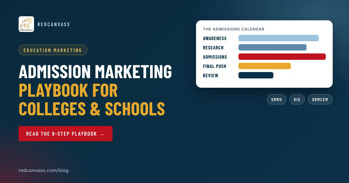 Cover: Admission marketing playbook for colleges and schools with an admissions calendar
