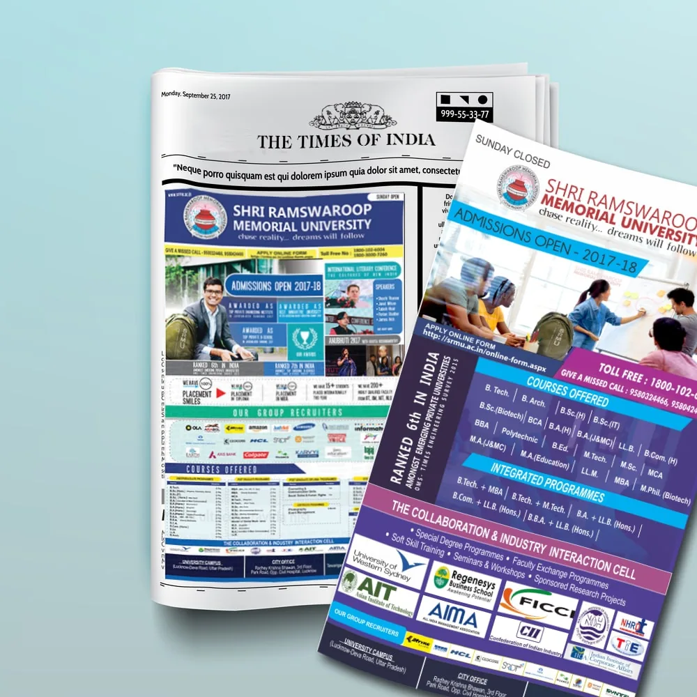 Newspaper advertisement placement mockup